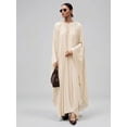 thumbnail image 4 of Apricot Pleated Chiffon Maxi Dress With Batwing Sleeves Round Neck Flowy Elegant Vacation Party Dress, 4 of 7