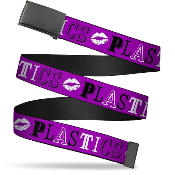 Adjustable Belt, Clamp Buckle, Cut-to-Fit, Mean Girls Plastics Collage Pink Black White