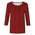 thumbnail image 3 of Oplxuo 3/4 Length Sleeve Womens Tops Round Neck Cute Tunic Tee Shirts Dressy Casual Polka Dot Print Basic Blouse Tshirts, 3 of 4