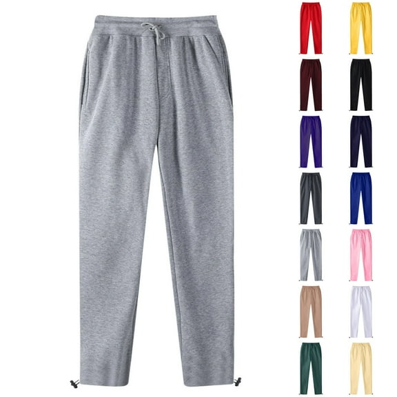 WJHWSX Mens Pants,Mens Sweatpants,Sweatpants,Elastic Waistband,Pockets,Solid,Polyester,Gray,S(US:4)