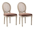Brown Leather - Rattan Back