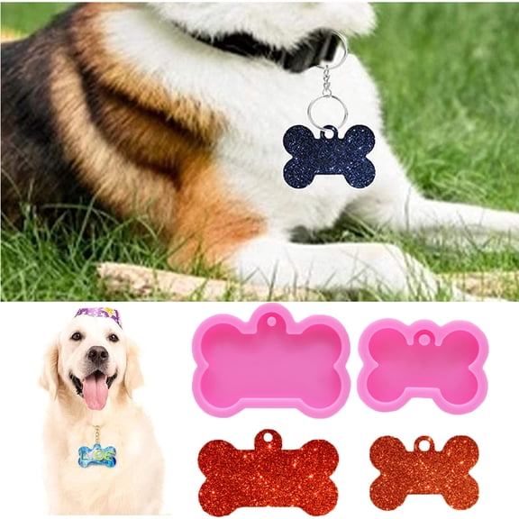 Vnanda 10Packs Dog Bone Shape Key Chain Silicone Mold With Hole Diy Topper Decoration Non-Stick Premium Cooker Accessories Baking Pan Ice Cream Tray for Homemade Chocolate Dessert Gummy Candy