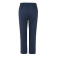 thumbnail image 6 of Women Cotton Pocket Cropped Straight Leg Crop Pants Ladies Casual Long Loose Pant Slacks Cozy Daily Female Bottoms Navy L, 6 of 7