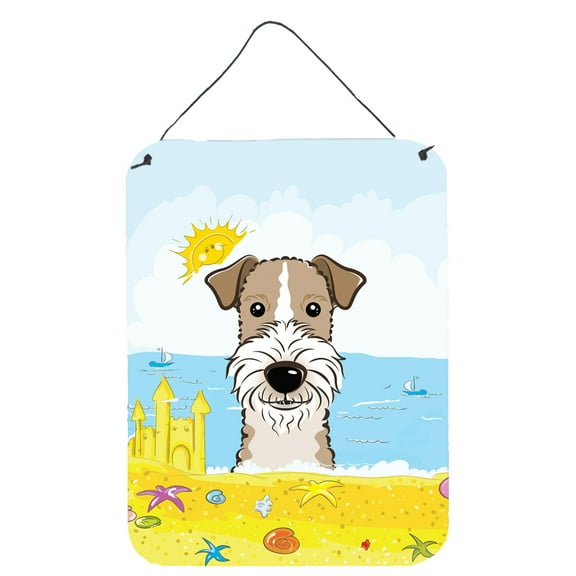 Caroline's Treasures BB2115DS1216 Wire Haired Fox Terrier Summer Beach Wall or Door Hanging Prints, 12x16, multicolor