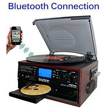 Boytone BT-22C Bluetooth Record Player Turntable AM/FM Radio Cassette CD Player, Built in Speaker, Ability to Convert Vinyl, Radio, Cassette, CD to MP3 Without a Computer