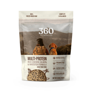 360 Pet Nutrition Freeze Dried Multi-Protein Dog Food, 16 oz