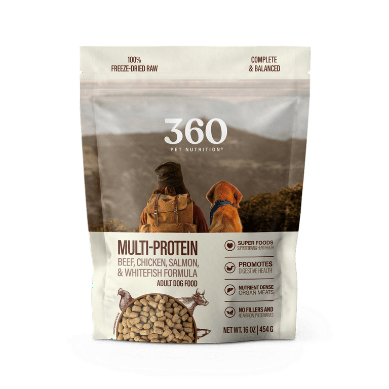 360 Pet Nutrition Freeze Dried Multi-Protein Dog Food, 16 oz photo 1