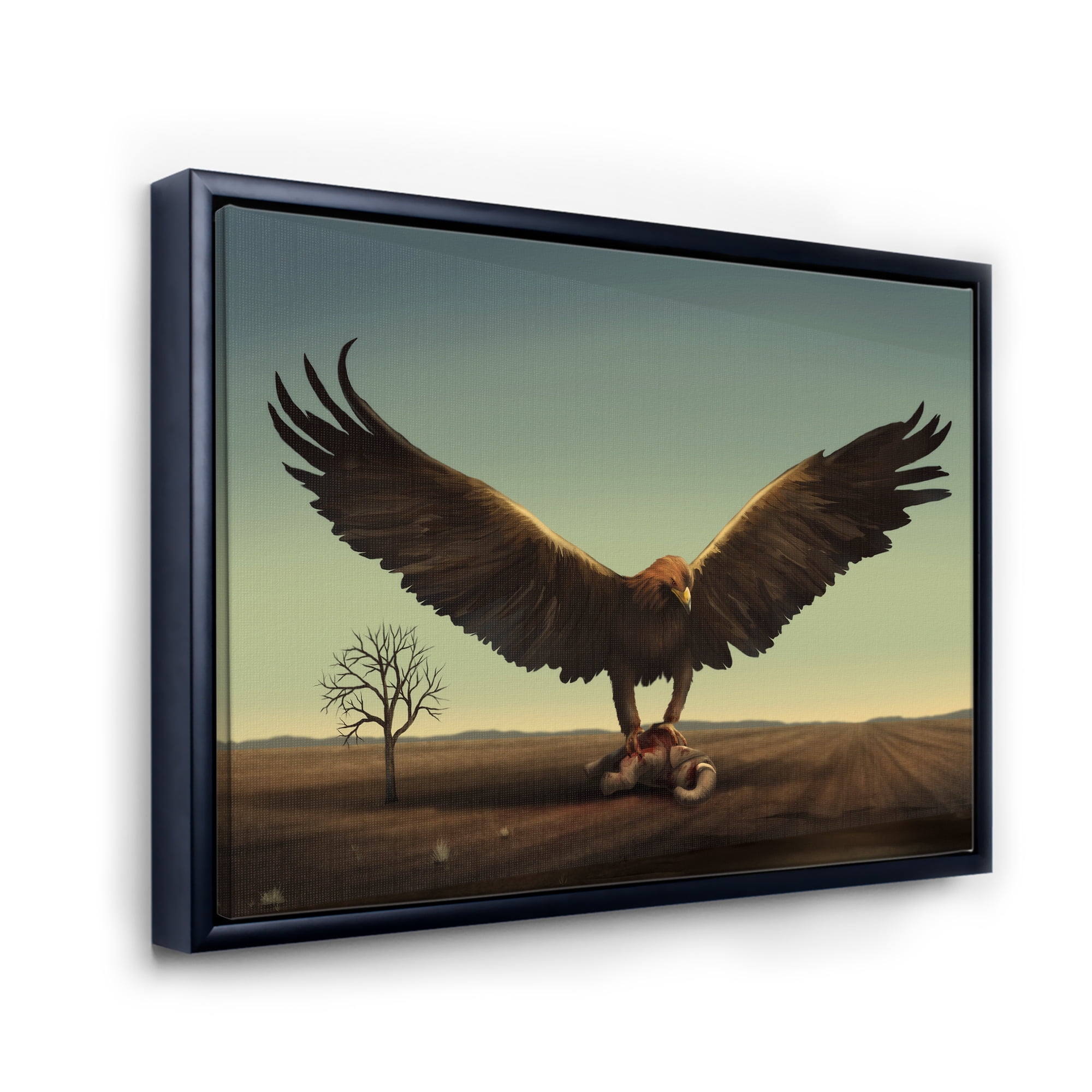Designart 'Open Wings Roc Bird in Wild' Farmhouse Framed Canvas Wall Art Print