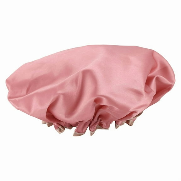 Double-Layer Shower Cap Women's Waterproof Hat Bathing Long Hair Bathing Headgear Hair _wm25