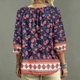 thumbnail image 7 of Women's Boho Printed Blouse,3/4 Sleeve Lace-Up V-Neck Peasant Top Summer,Ruffle Blouse, 7 of 7