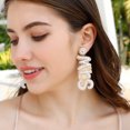 thumbnail image 2 of Pendientes colgantes hechos a mano con cuentas para novia y boda, aretes bohemios con letras para novia, joyería para mujeres y niñas, 2 of 5