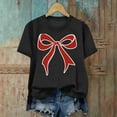 thumbnail image 4 of Kaemgyyd Valentine Shirts for Women Vintage Bow Printed T Shirt Rolled up Short Sleeve Valentines Gift Casual Tee Tops, 4 of 6