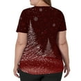 thumbnail image 3 of Women’s Scrub Tops V Neck Santa Print Short Sleeve Nursing Tops Festive Holiday Casual Scrub Shirts for Winter Season Wine S, 3 of 4