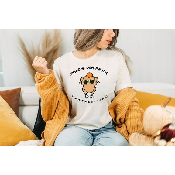 ChaChaCoo The One Where It's Thanksgiving Shirt, The One Where It’s Thanksgiving Tee, Thanksgiving Friends Shirt, Friends Turkey Shirt,