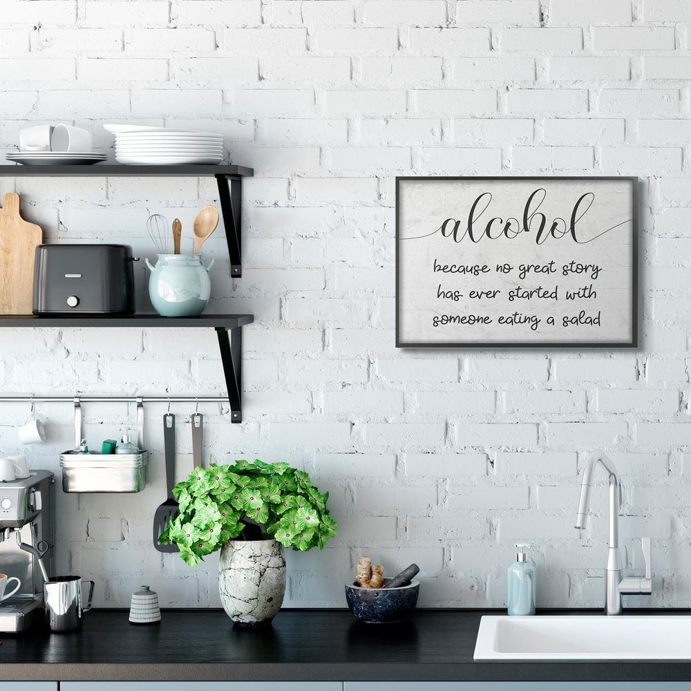 Stupell Industries Alcohol Because No Great Story Has Salad Quote Designed by Daphne Polselli