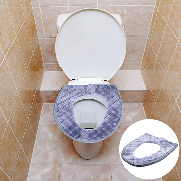 OULII Soft Round Toilet Seat Padded Toilet Seat Accessories Grey 1Set