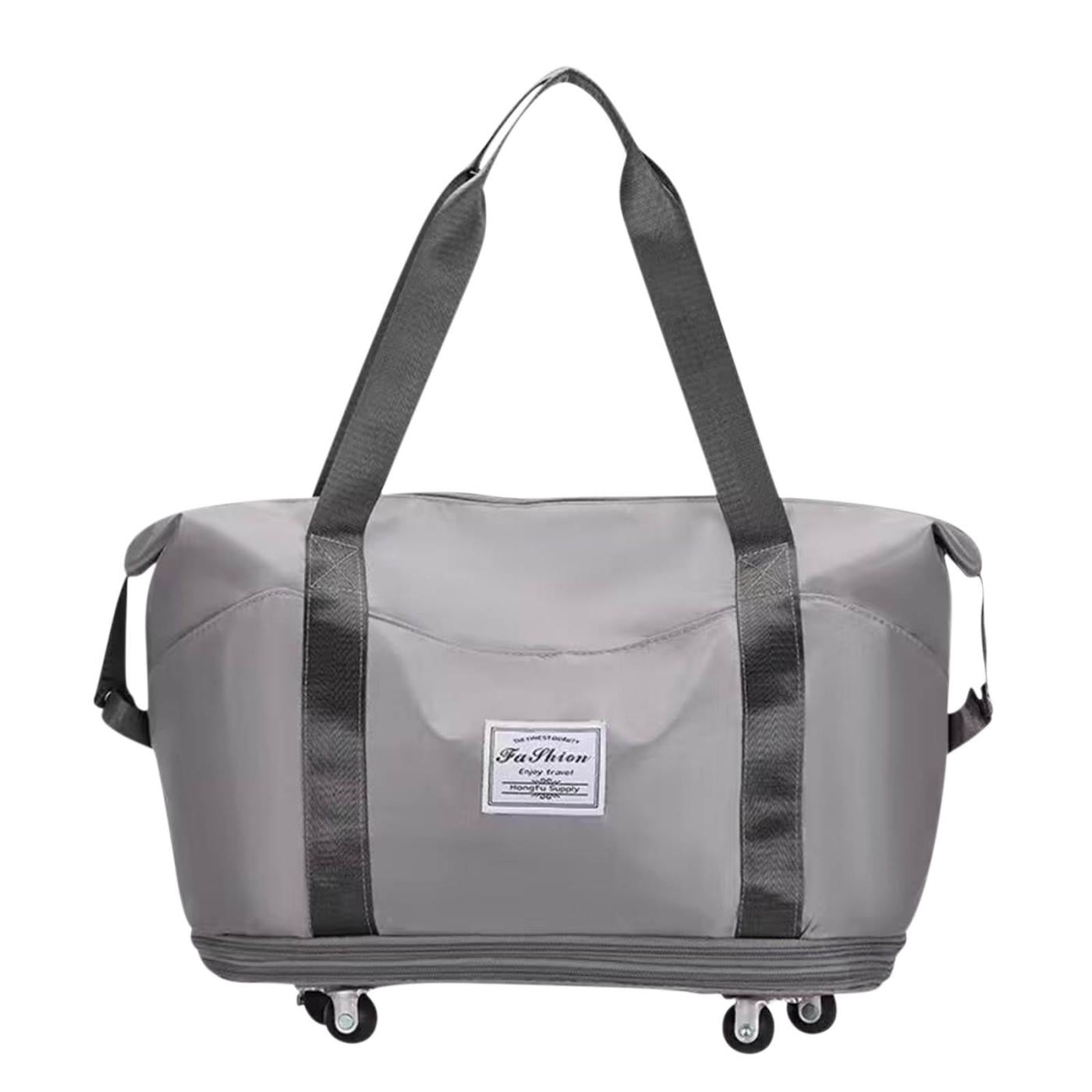 Tuvgenk Expandable Rolling Duffel Bag Foldable Lightweight Wet Dry Separation Travel Tote Bag for Gym Weekend Business Travel