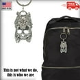 thumbnail image 5 of 3D Skull With Wolf Keychain, G132KC, 1 1/2 inch, Viking, Death, Metal, Ulfhednar, Pewter, Key Fob, Key Ring, Keys, Zipper Pull, Luggage Tag, Backpack, Over 300 Keychain Designs, Handmade in the USA, 5 of 6
