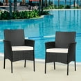 thumbnail image 3 of Patiojoy Outdoor 2 PCS Rattan Dining Chair Patio Cushioned Arm Chair w/Zipper Black, 3 of 9