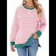 thumbnail image 2 of Sudadera Oversize para Mujer, Verano 2025, Cuello Redondo, Rayas, Larga, Aberturas Laterales, Sudaderas con Capucha Y2K Rosa y XXL, 2 of 10