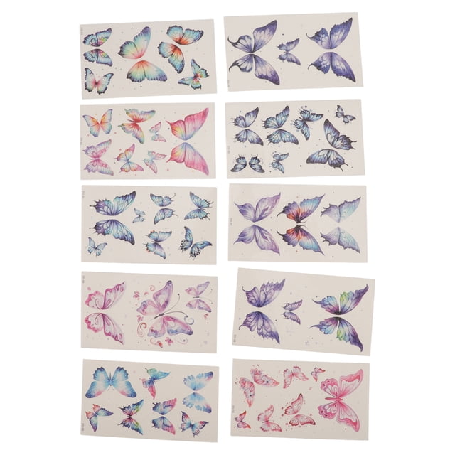 Unique Bargains 1 Set Personalized Fake Temporary Tatto Butterfly Temporary Tatto for Adult Assorted Color