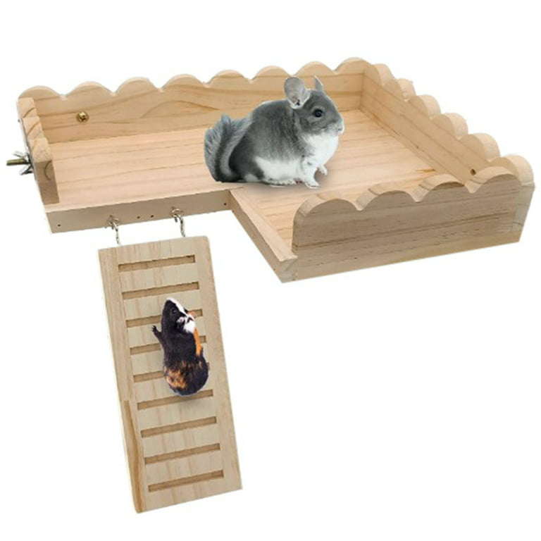 VolksRose Wooden Hamster Playground Platform, Hamster Climbing Toy, Natural  Living Climb System, Small Animals Activity Set with Ladder Food Bowl Ramp