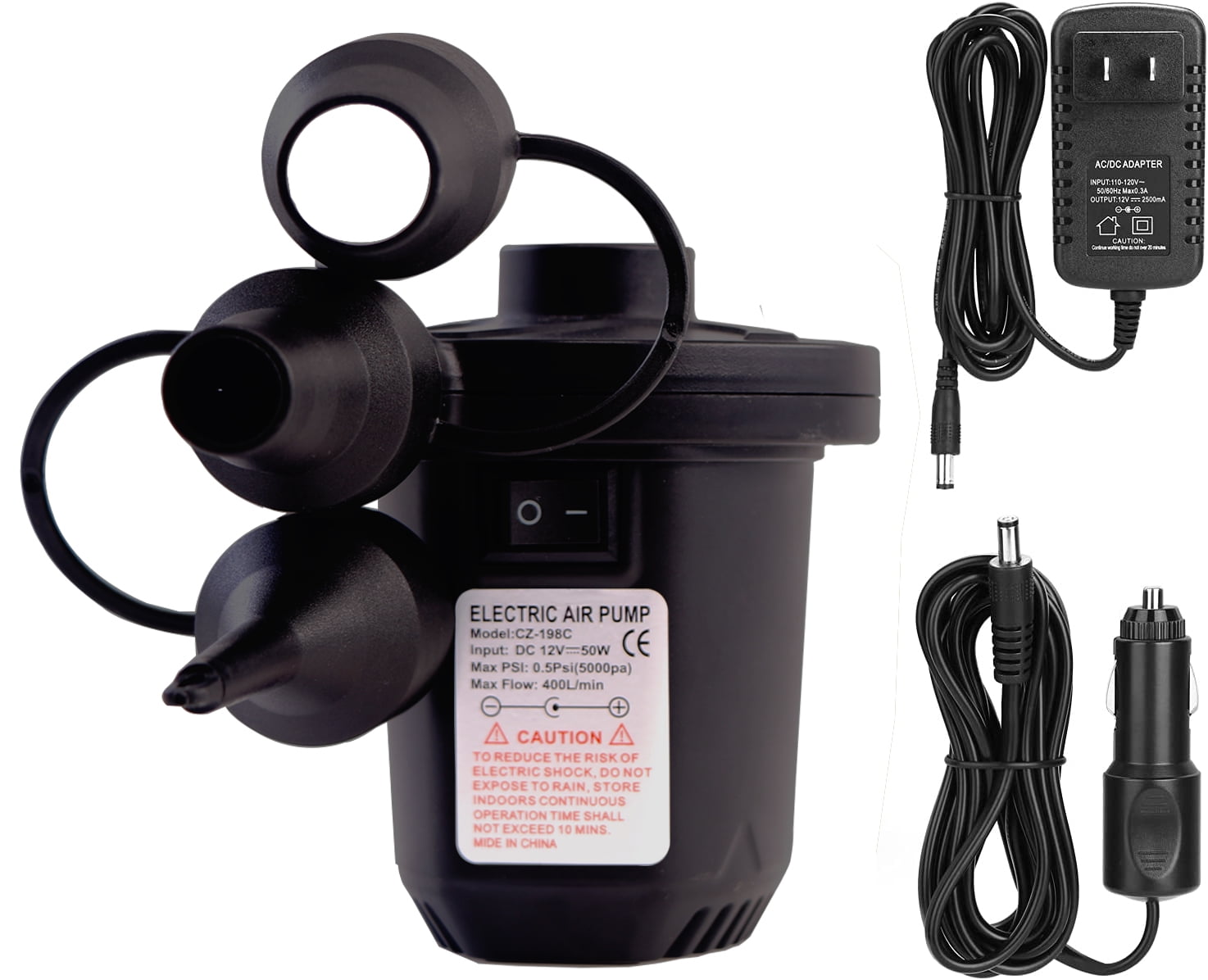 Electric Air Pump for Inflatables with Plug,with 3 nozzle,Balloon Pump