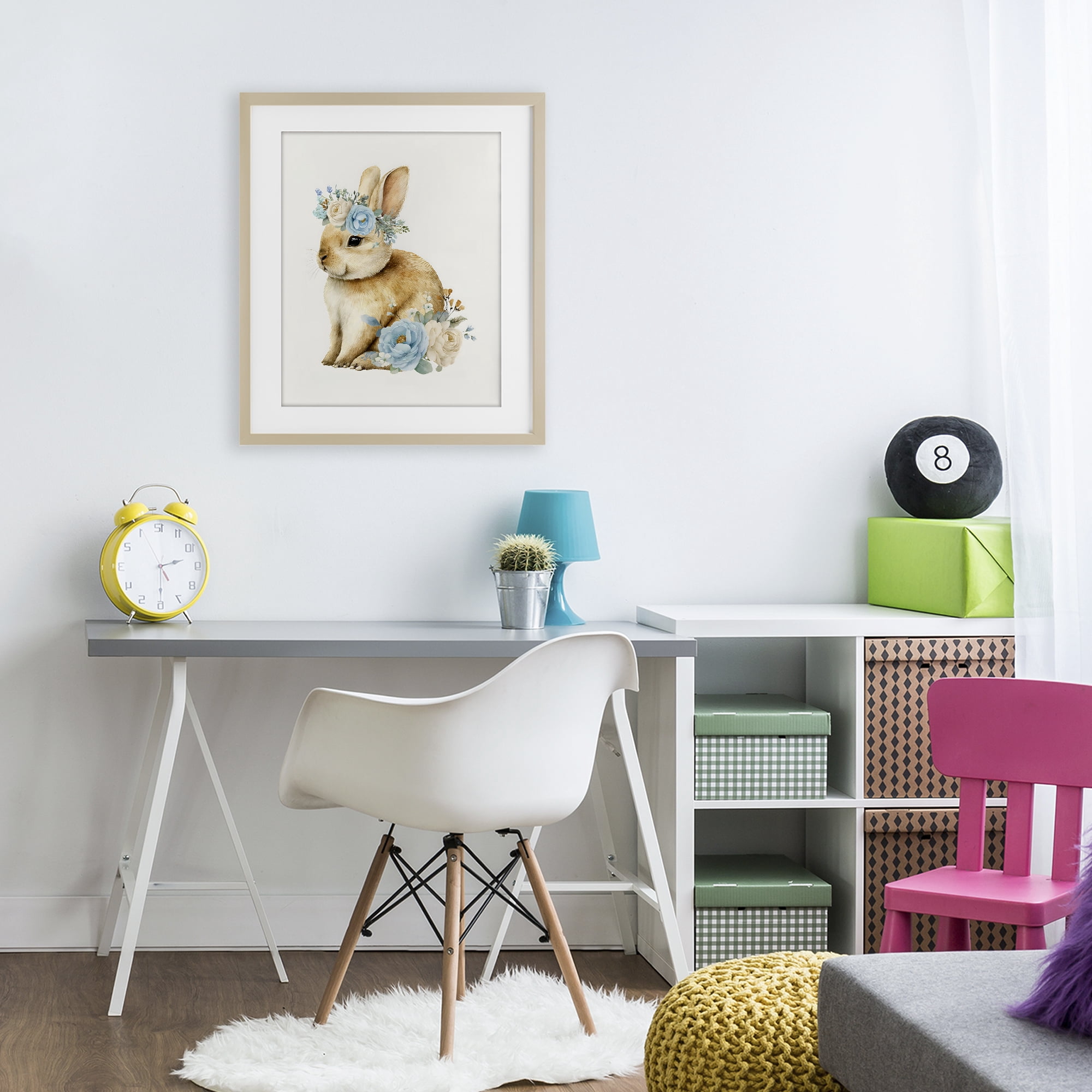 Stupell Industries Watercolor Nursery Bunny Birch Framed Print Under Glass, design by LSR Design Studio