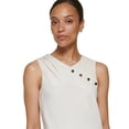 thumbnail image 2 of DKNY Women's Sleeveless Asymmetrical Embellished Neckline Blouse White Size X-Large, 2 of 3