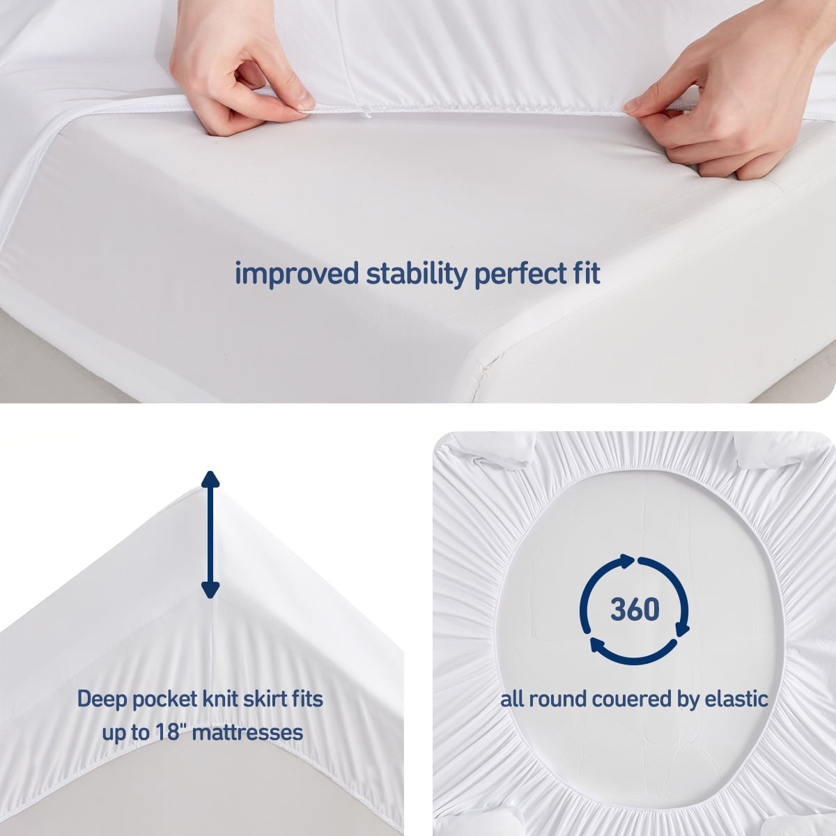 Sleep Philosophy Full Size Quilted Fitted Mattress Pad Cover, Waterproof Mattress Topper with Deep Pocket, Extra Thick Bed Mattress Protector, Down Alternative Mattress Cover, Machine Washable