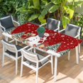 thumbnail image 2 of Red Christmas Table Cloths for 4 Foot Rectangle Tables, Snowman Gifts Xmas Tree Snowflake Winter Patio Waterproof Elastic Fitted Tablecloths, Washable Rectangular Table Cover for Camping, 2 of 8