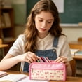 thumbnail image 5 of Bow Pattern Pink Pencil Case，Portable and foldable, 5 of 5