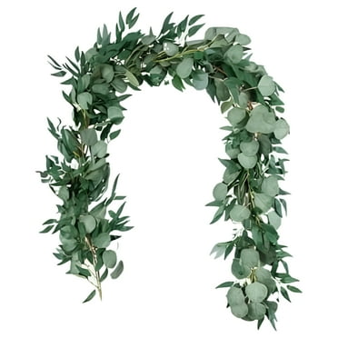 TELOLY Artificial Eucalyptus Garland Eucalyptus Leaves Vines Grey Green, 6.5FT