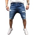 thumbnail image 1 of EYIIYE Men Ripped Denim Shorts Slim Fit Skinny Stretch Destroyed Hole Jeans, 1 of 5
