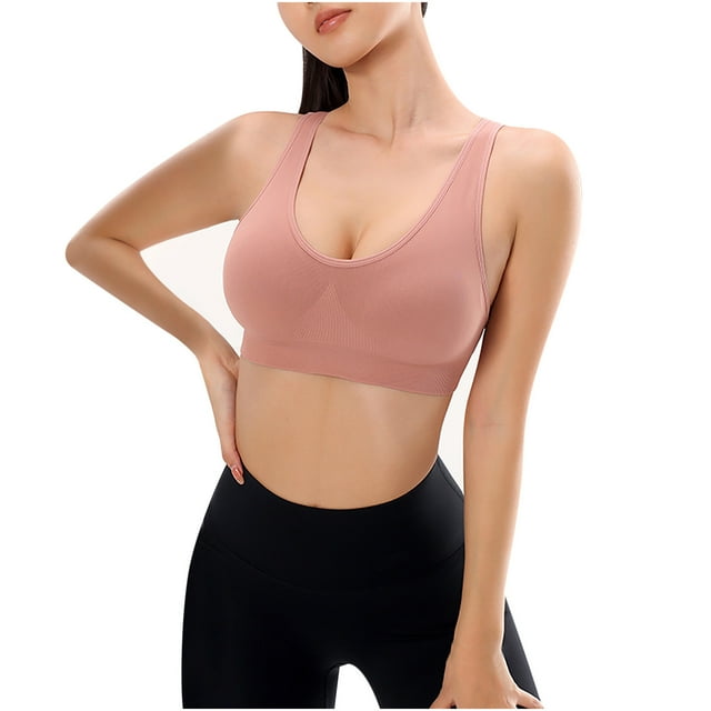Soft Bralettes for Women Seamless Bra Feature V-Neck Molded Bra Style W-279 Pinks M