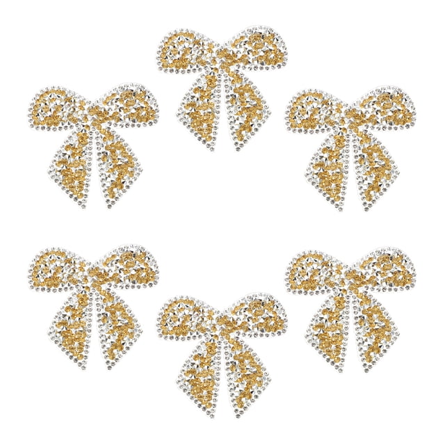 Parches de lazo con piedras preciosas Uxcell, 6 Pcs parches de aplique para coser/planchar, Oro
