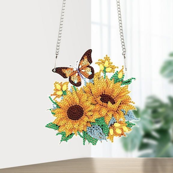 Butterfly Sunflower Diamond Art Painting Kit Pendant