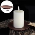 thumbnail image 2 of GUOOL 2Pcs Rustic Pillar Candle Holder Plate Tray Decorative Stand Candleholders Retro, 2 of 9