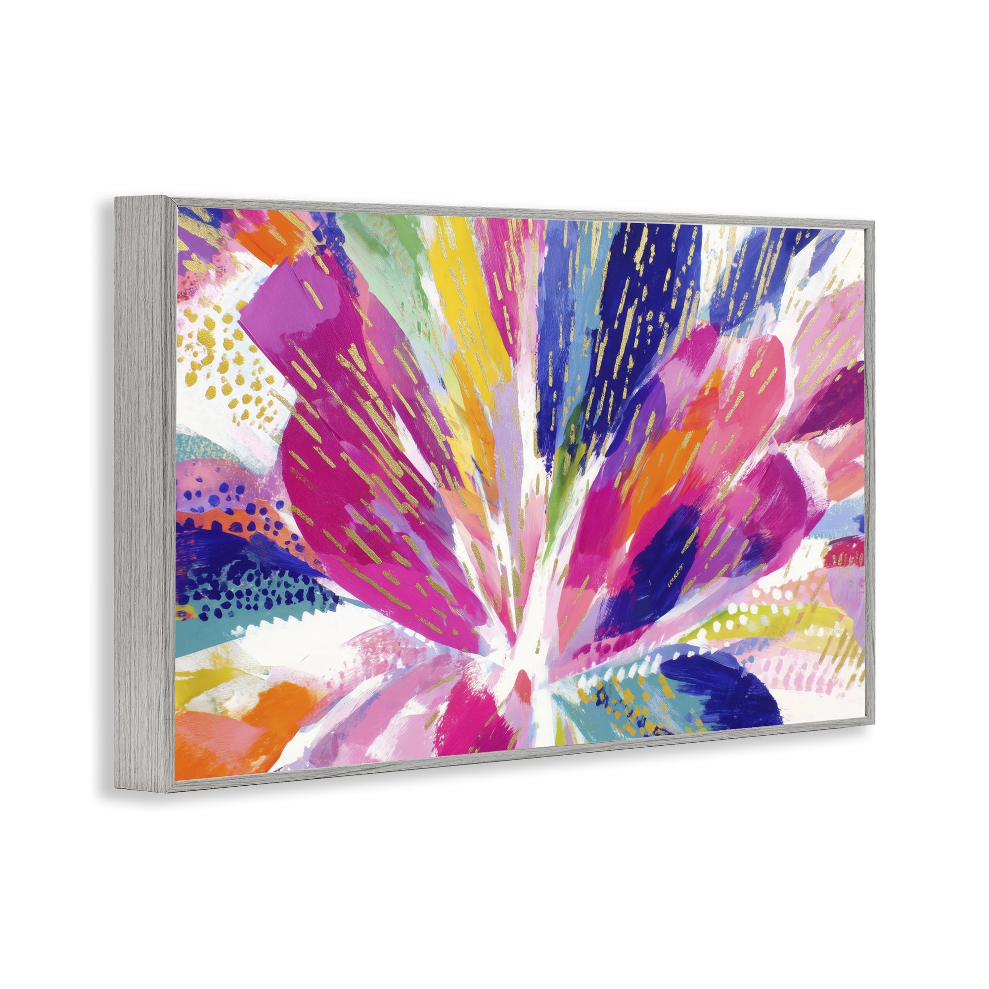 Stupell Industries Flower Burst in Vibrant Tones Gray Framed Giclee Art, design by Chromatic Storm Studio