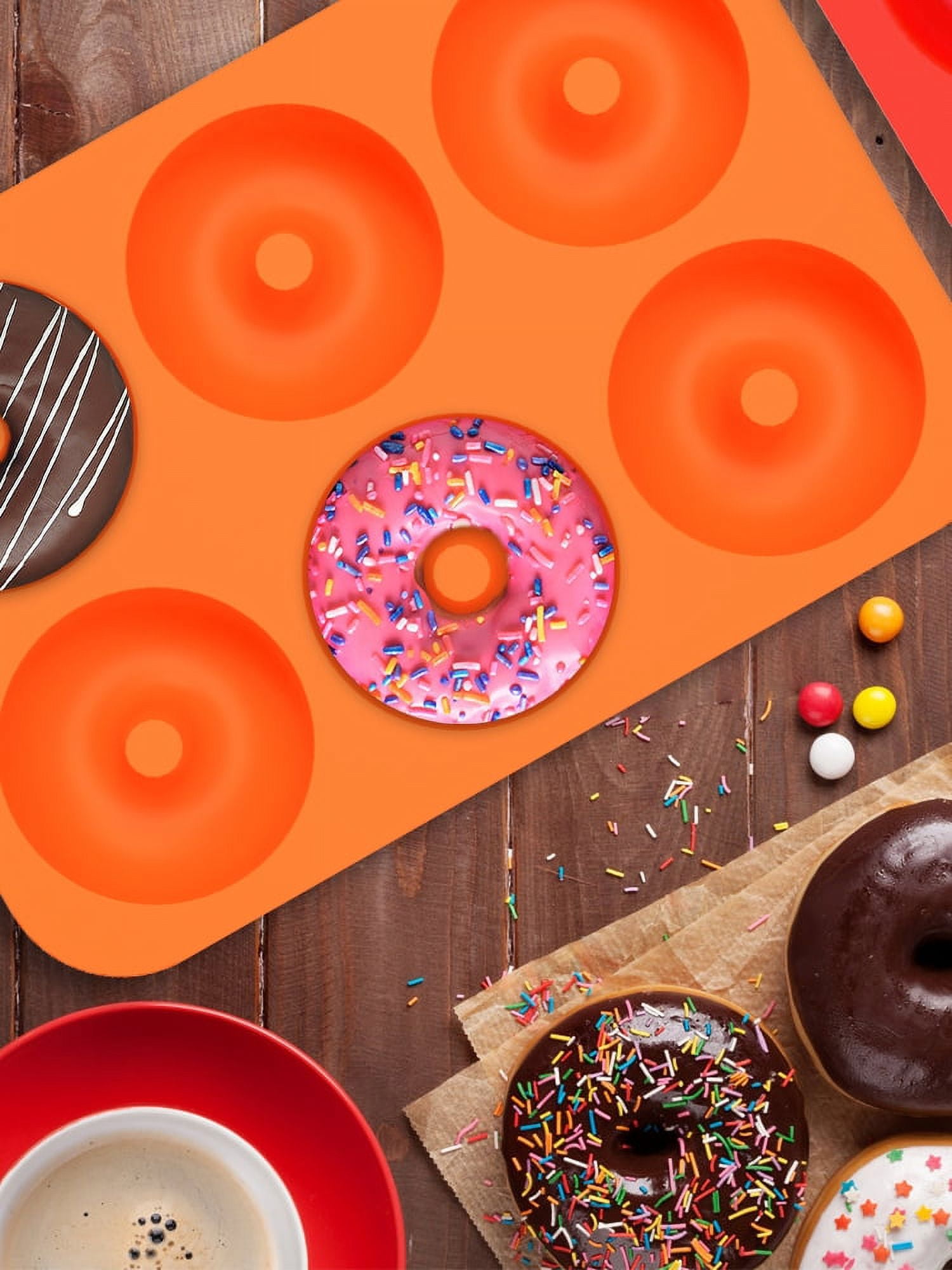 Jetcloudlive 4Pcs Silicone Donut Mold 6 Cavity Non-Stick Donut Pan Easy to Release Muffin Baking Tray Stackable Donut Baking Tin Heat Resistant 4 Colors for Donut Cake Biscuit Bagels