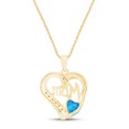 thumbnail image 3 of AFFY Simulated Blue Topaz & White Natural Diamond Mom Heart Pendant Necklace in 14k Yellow Gold Over Sterling Silver, 3 of 5