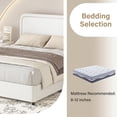 thumbnail image 4 of 4 EVER WINNER Full Size Bed Frame, Upholstered Platform Bed Frame with Curved Headboard, Low Profile Bed Frame, Soft Rounded Corners & Footboard, White, 4 of 7