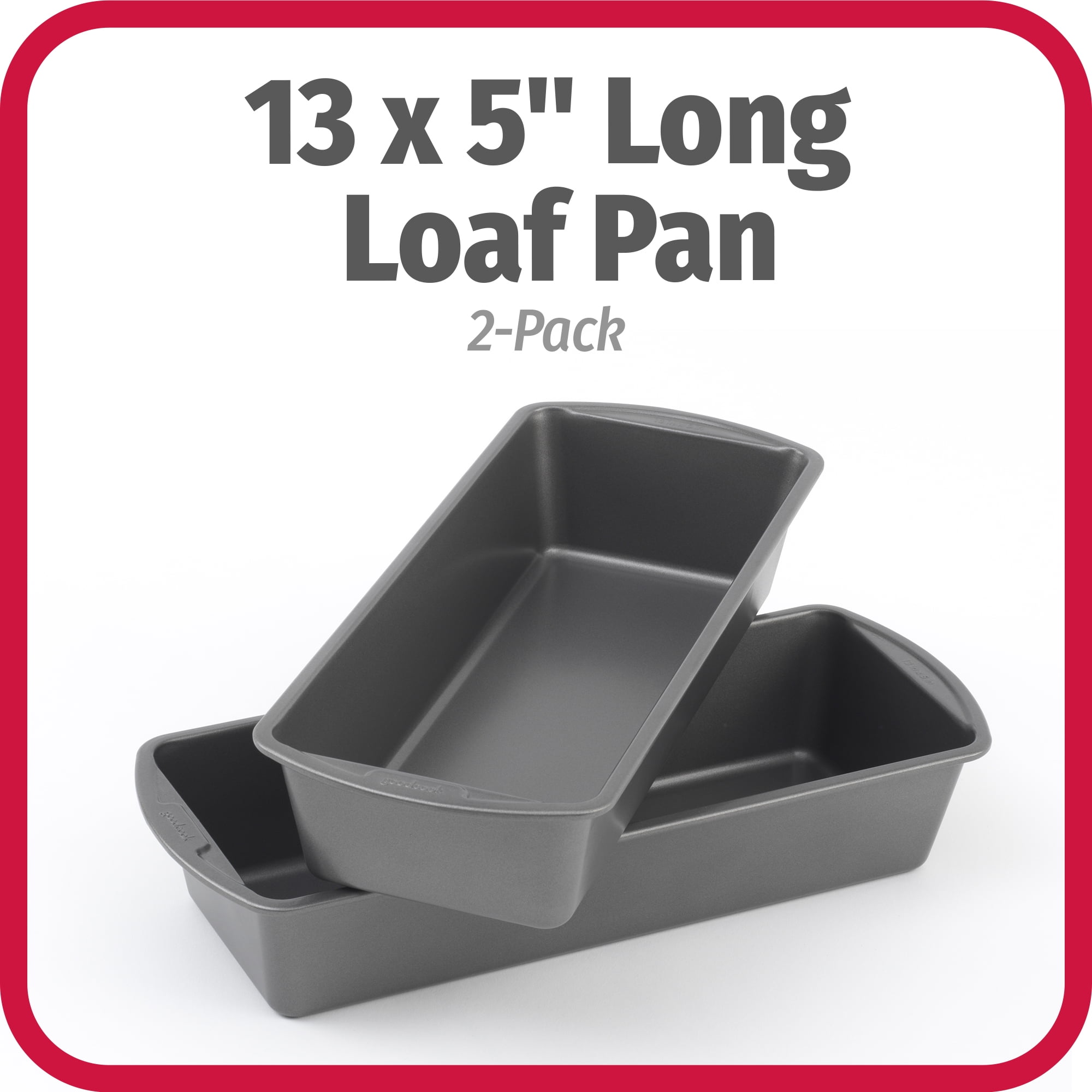 GoodCook Set of 2 Medium 8 x 4 Nonstick Steel Bread Loaf Pans, Gray (4244)