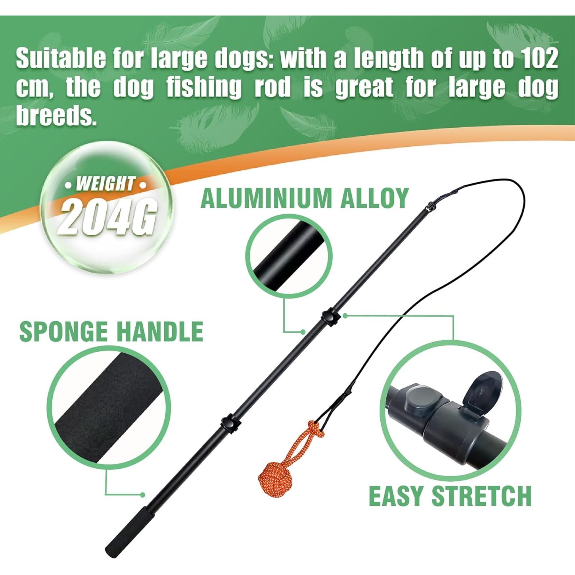 Becare pet  Heavy Duty Flirt Pole for Large Medium Small Dogs, Extendable Aluminum Alloy Dog Teaser Wand, Interactive Outdoor Training Exercise Toy