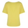 thumbnail image 4 of Scyoekwg Trendy Short Sleeve Summer Tops for Women Casual V-Neck Basic Tees Plus Size Solid Color Graphic Loose Cute Tops Yellow L(8), 4 of 8