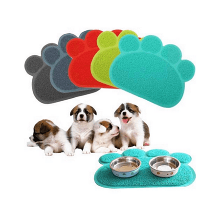 Dog Feeding Mats Personalised Meigar Dog Puppy Paw Shape Placemat Pet Cat Kitten Dish Bowl Feeding Food Water PVC Mat Wipe Clean ()