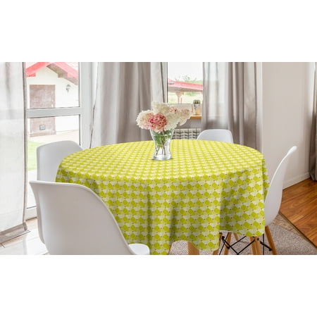 

Geometric Round Tablecloth Interlocking Rhombuses Triangles Squares Modern Composition Circle Table Cloth Cover for Dining Room Kitchen Decor 60 Yellow Dark Coral by Ambesonne