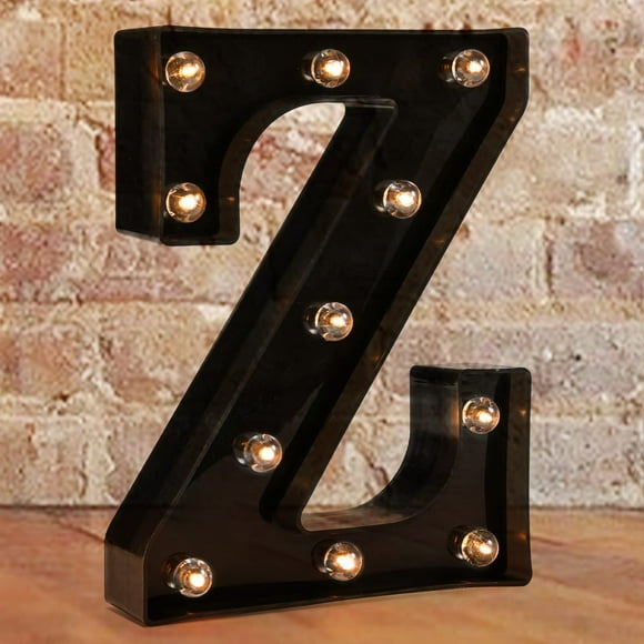 Panneau Décoratif à Lettres Illuminées LED - Lettres Alphabet avec Lumières pour Mariage, Anniversaire, Fête, Noël, Lampe de Nuit, Décoration de Bar à Domicile Z, Noir