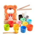 thumbnail image 2 of Juguete de madera para comer, juego de alimentación, actividades de aprendizaje preescolar, motricidad fina Vasos de 12 colores, 2 of 9