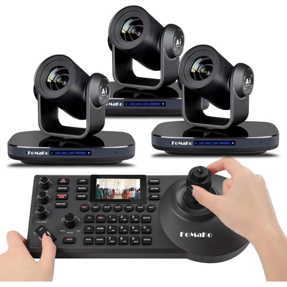 FoMaKo HDMI 1080P60 AI Auto-Tracking 20X video Camera Bundle ( K20x3  KC608)